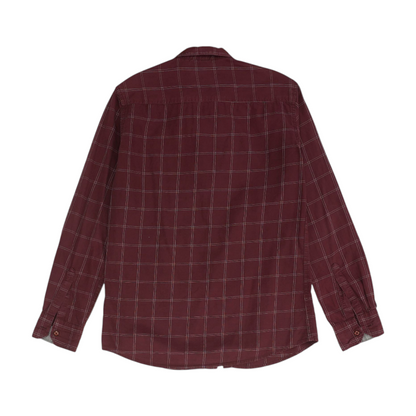 Burgundy Check Long Sleeve Button Down