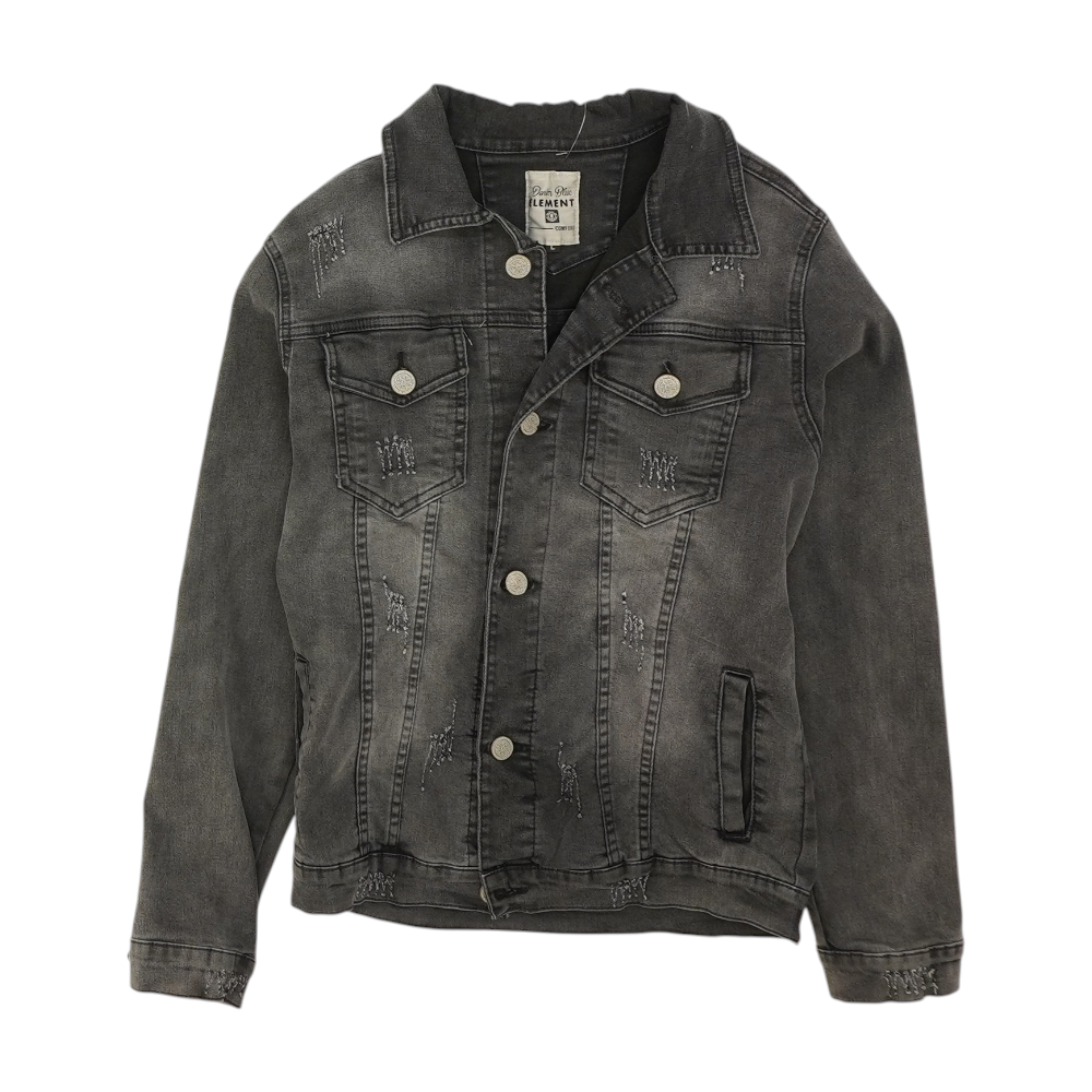 Gray Solid Denim Jacket