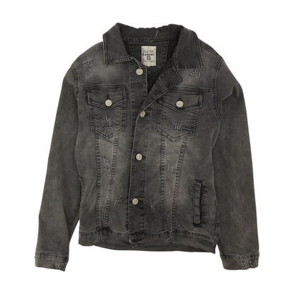 Gray Solid Denim Jacket