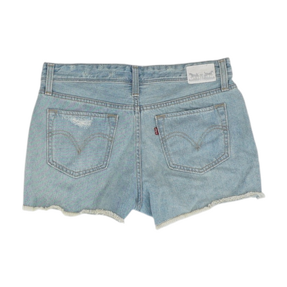 Blue Solid Denim Shorts