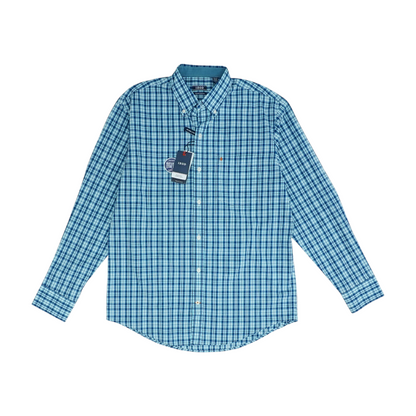 Blue Plaid Long Sleeve Button Down