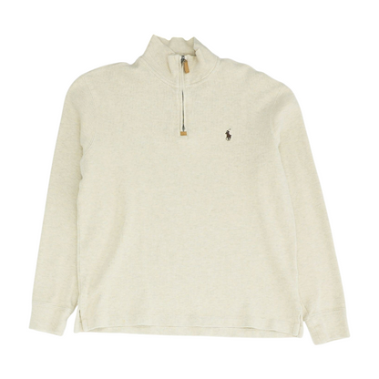 Beige Solid 1/4 Zip Pullover