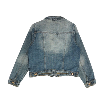Blue Solid Denim Jacket