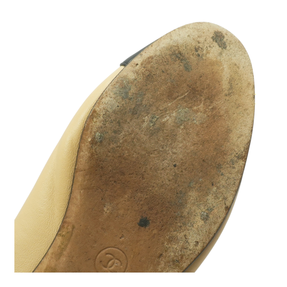 Beige and Black Ballet Flats