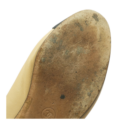 Beige and Black Ballet Flats