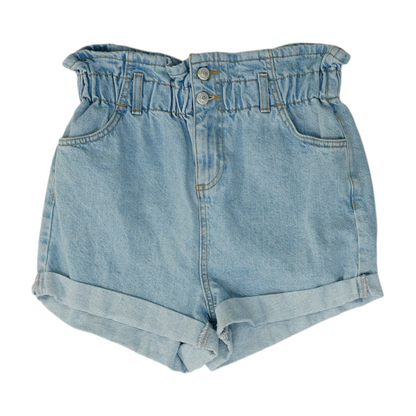 Blue Solid Denim Shorts