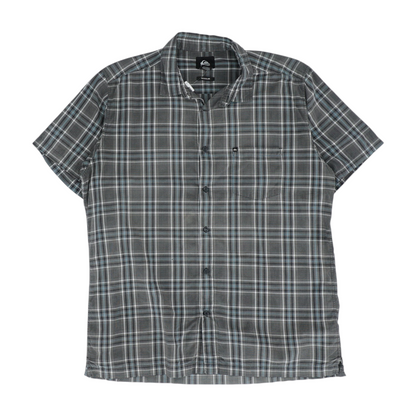 Gray Plaid Short Sleeve Button Down