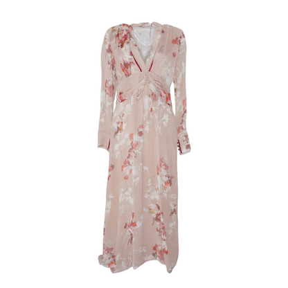 Beige Floral Maxi Dress