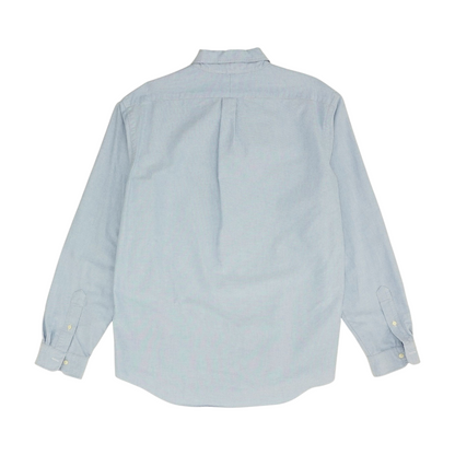 Blue Solid Long Sleeve Button Down