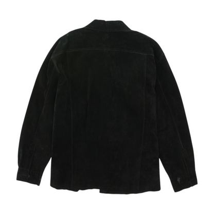Vintage Black Solid Leather Jacket
