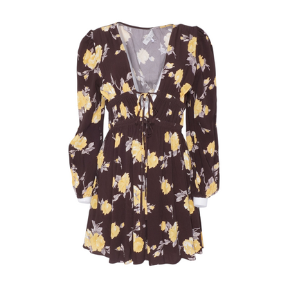 Brown Floral Mini Dress