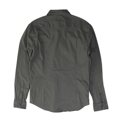 Gray Solid Long Sleeve Button Down