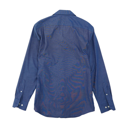 Blue Solid Long Sleeve Button Down