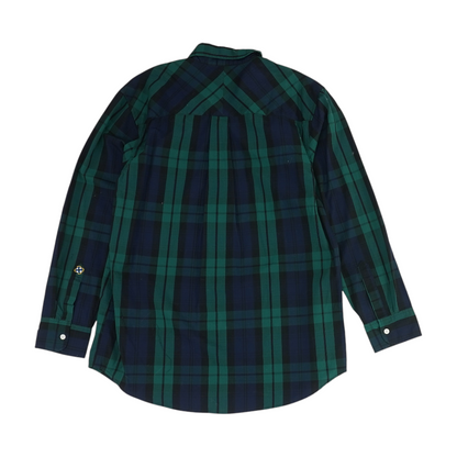 Navy Plaid Long Sleeve Button Down