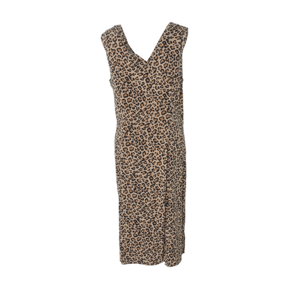 Tan Animal Print Midi Dress
