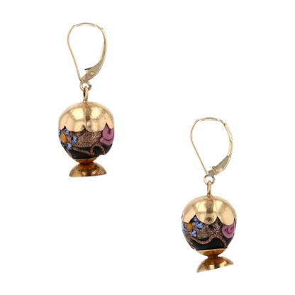 14K Yellow Gold Glass Dangle Earrings