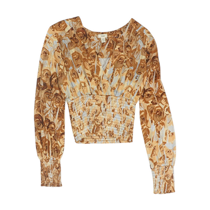 Brown Graphic Blouse