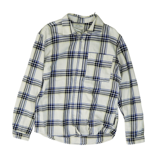White Plaid Flannel Button Down