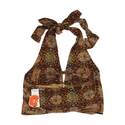 Brown Plus Paisley Cropped Blouse