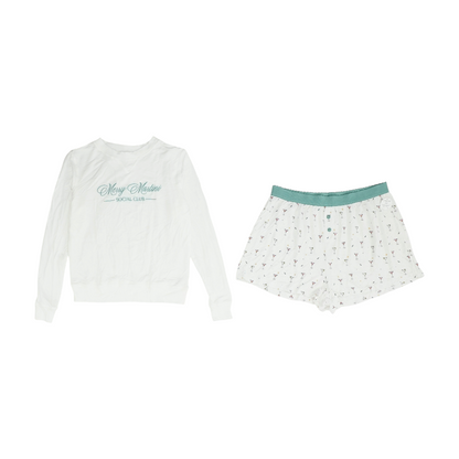 White Solid Pajama Set