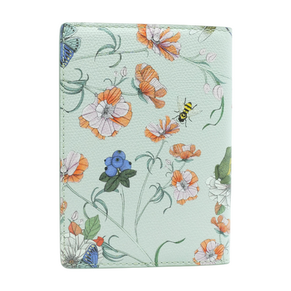 Camelia Floral Print Leather Passport Holder