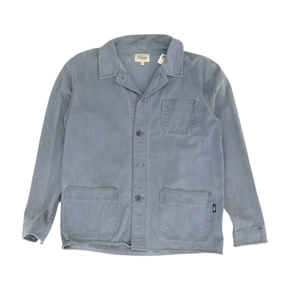 Blue Solid Long Sleeve Button Down