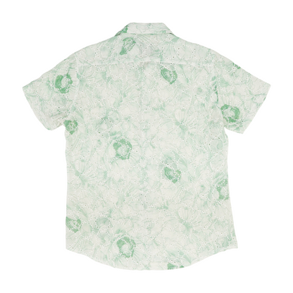 Green Floral Short Sleeve Button Down