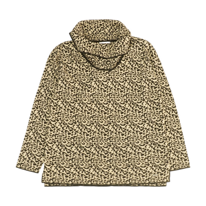 Beige Animal Print Pullover Sweater
