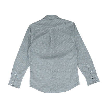 White Abstract Long Sleeve Button Down