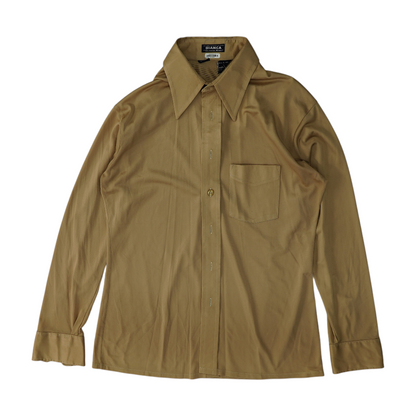 Tan Solid Long Sleeve Button Down