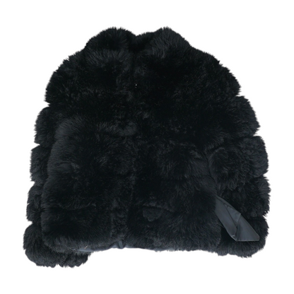 Black Solid Fur Jacket
