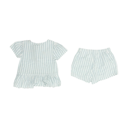 Blue Striped Short Sleeve Set