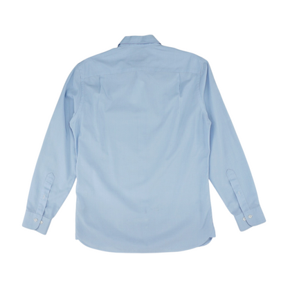 Blue Solid Long Sleeve Button Down