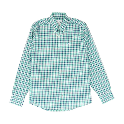 Green Plaid Long Sleeve Button Down