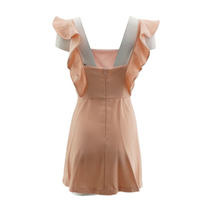 Peach Solid Mini Dress