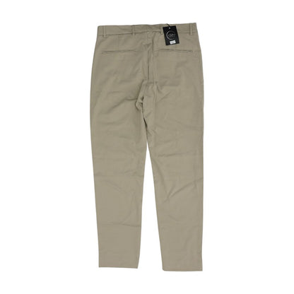 Beige Solid Dress Pants