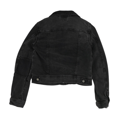Black Solid Denim Jacket