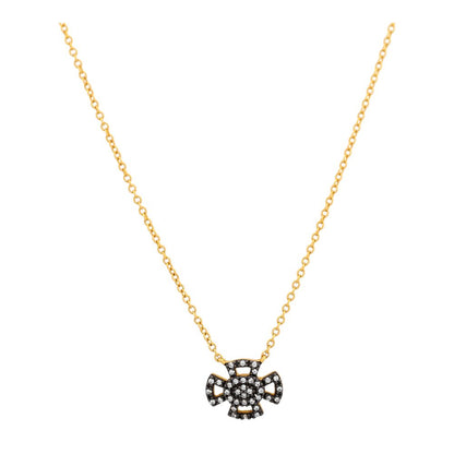 14K Gold Plated Black Rhodium Cross Pendant Necklace