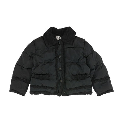 Black Solid Puffer Jacket