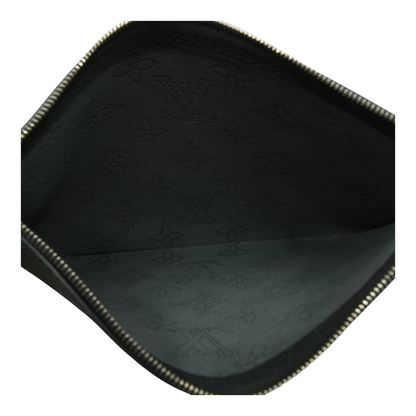 Black Perforated Leather Pouch