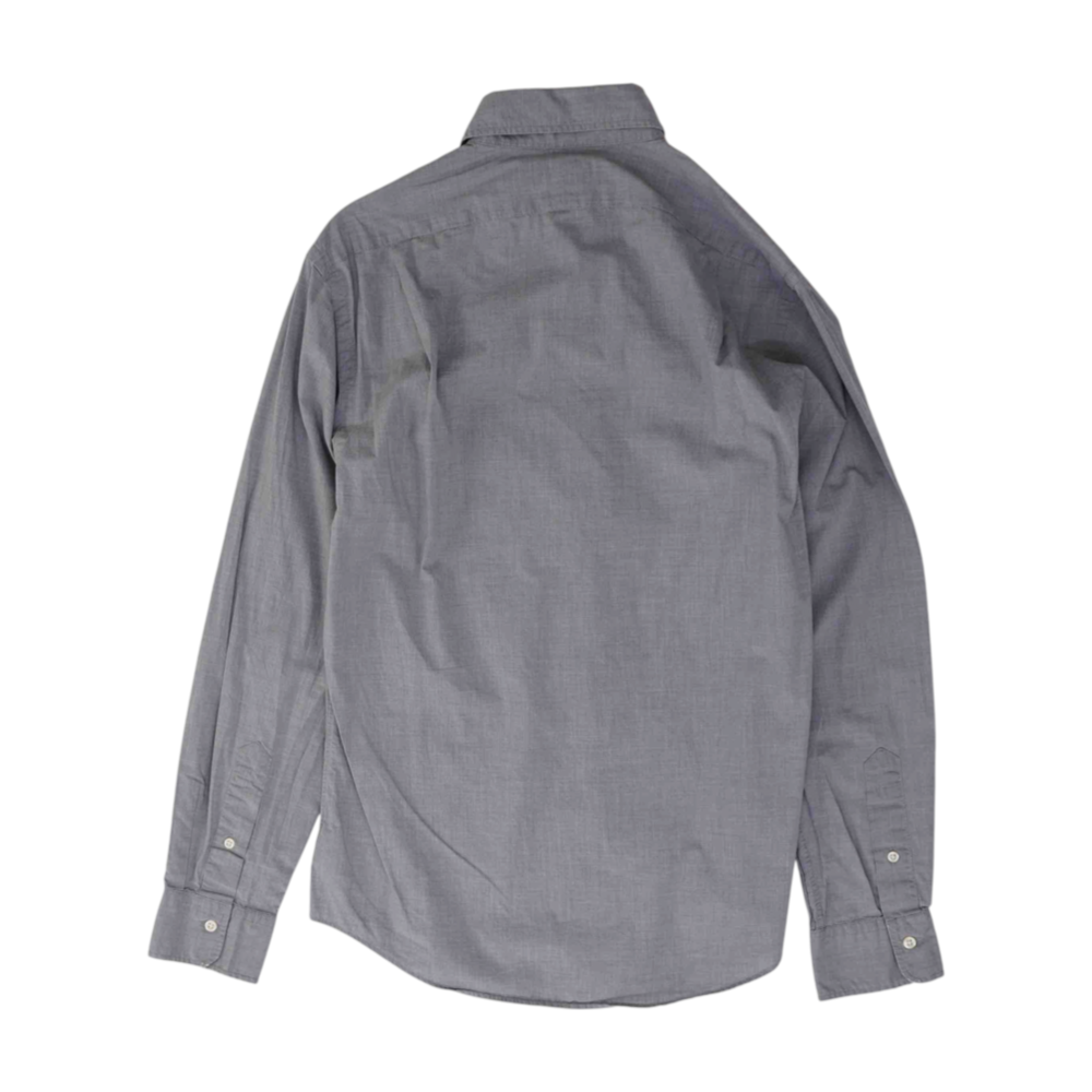 Gray Solid Long Sleeve Button Down