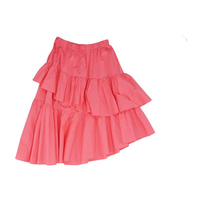 Pink Solid Midi Skirt