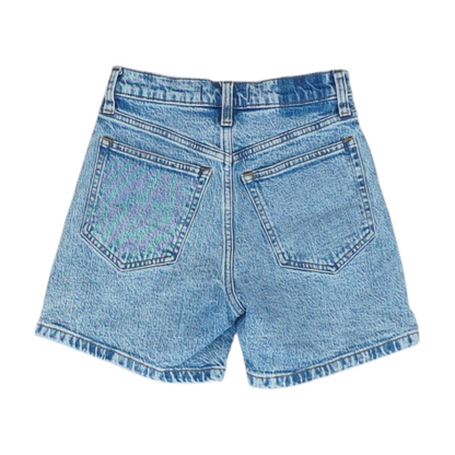Blue Solid Denim Shorts