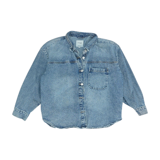 Blue Solid Denim Jacket