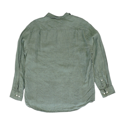 Green Solid Long Sleeve Button Down
