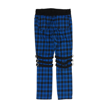 Blue Plaid Regular Jeans