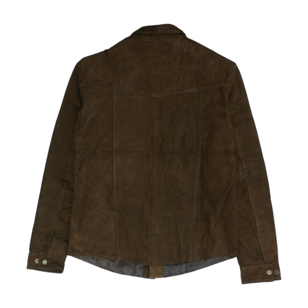 Brown Solid Leather Jacket