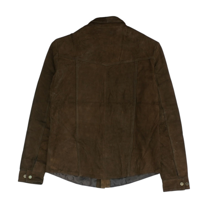 Brown Solid Leather Jacket