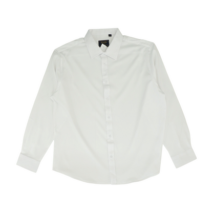 White Solid Long Sleeve Button Down