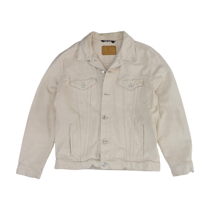 Beige Solid Denim Jacket